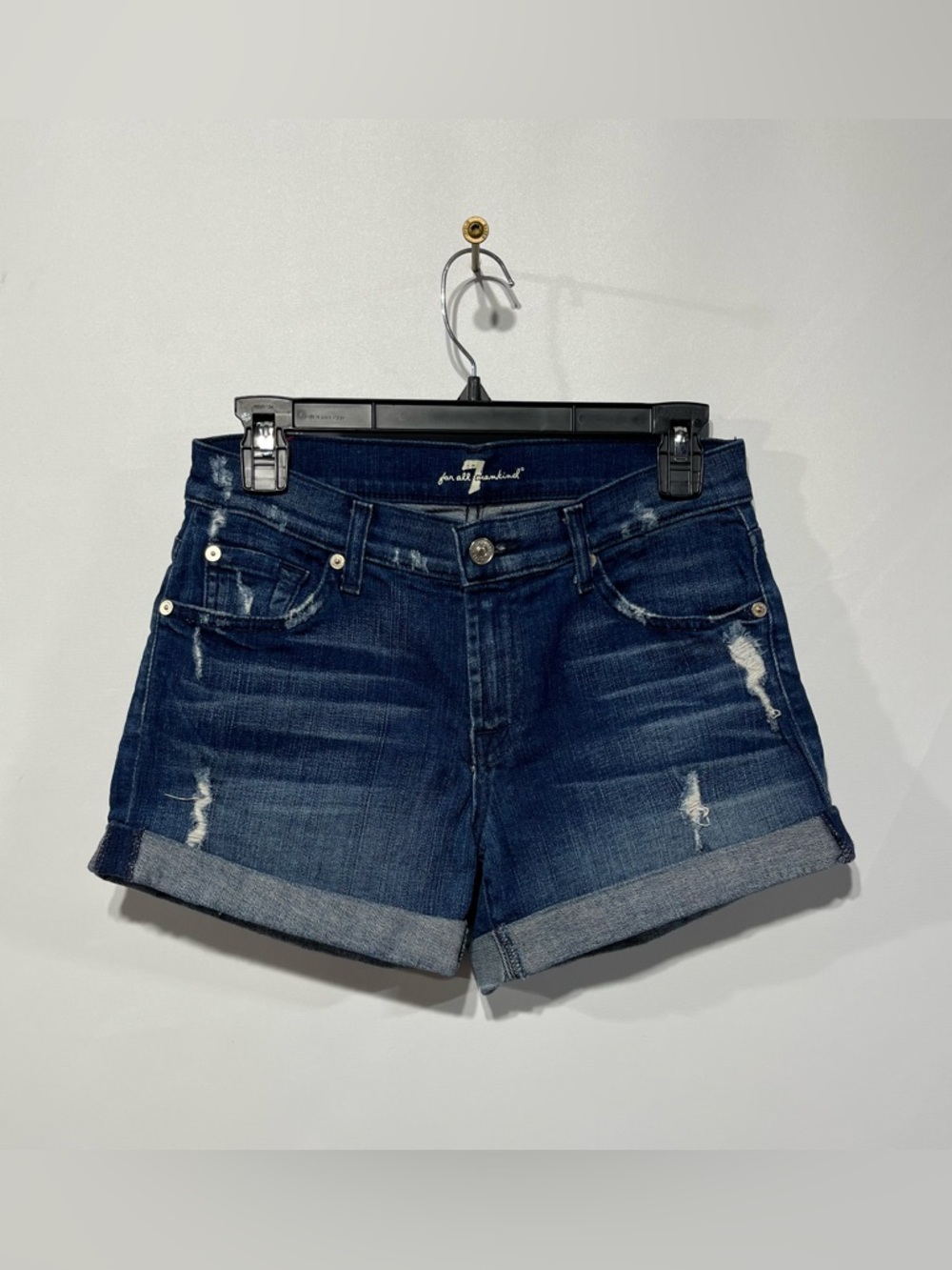 Distressed Dark Blue Denim Women’s Shorts